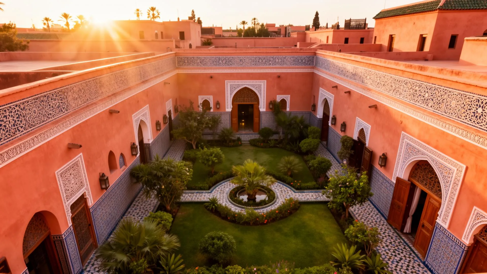 Cour intérieure d’un riad marocain à Marrakech